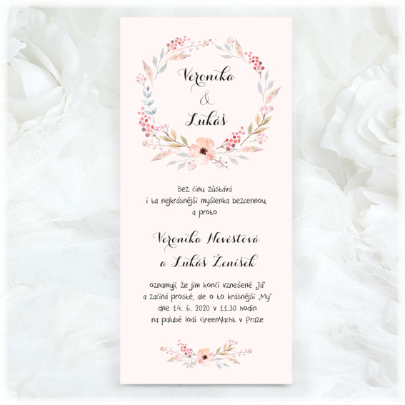 Floral Wreath Wedding Invitation