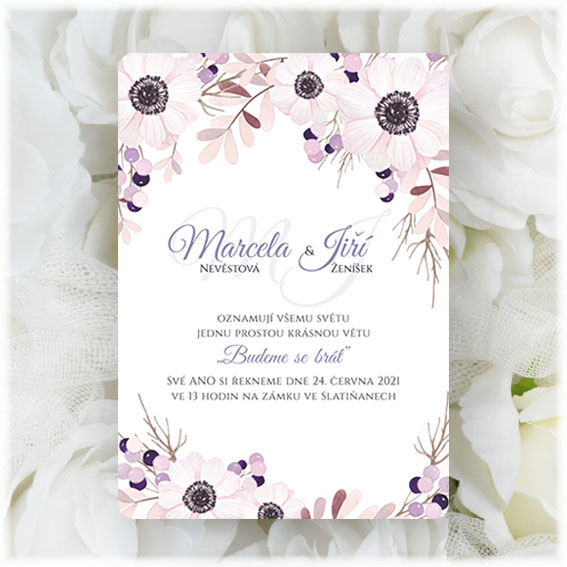 Anemone Flowers Wedding Invitation