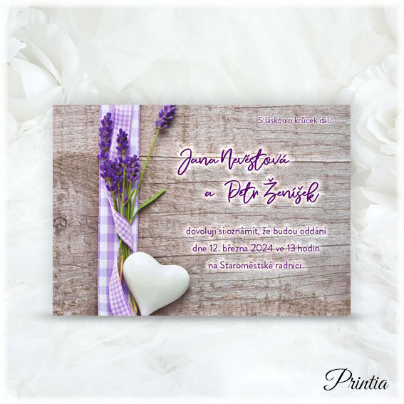 Lavender wedding invitation.