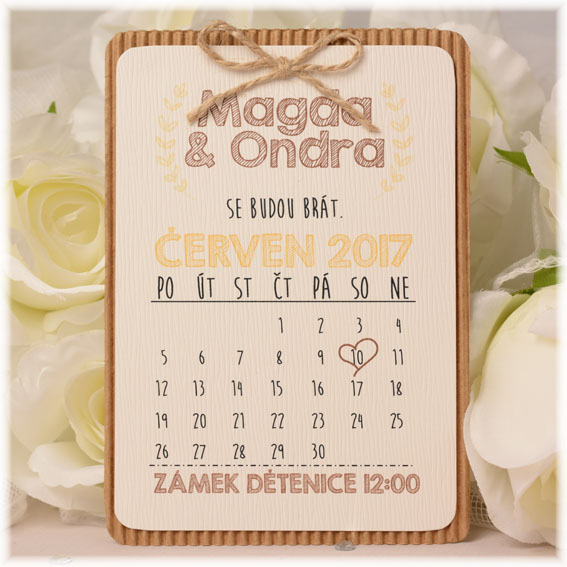 Vintage wedding invitation in the form of a calendar in hipster style