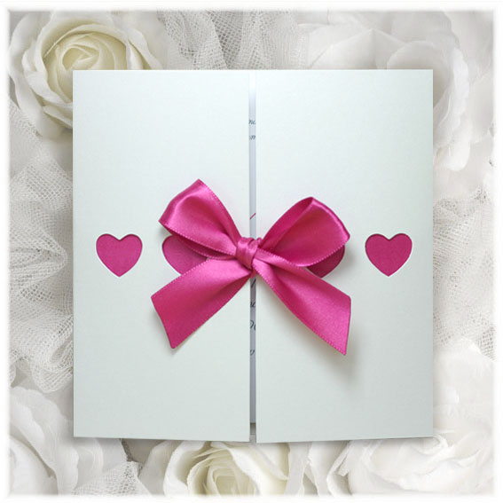 Pink Wedding Invitations with hearts