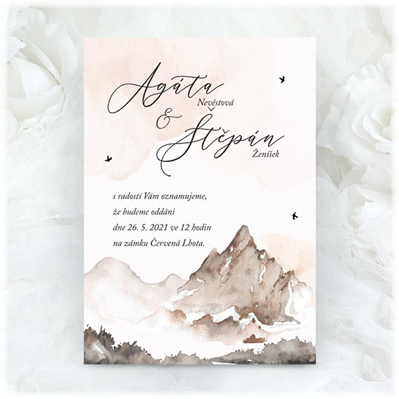 Wedding invitation with mountains