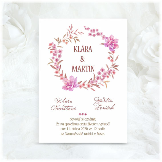 Wedding Invitation with Flower Circle