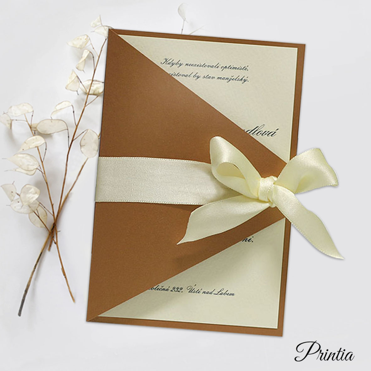 Wedding Invitations with ivory bow