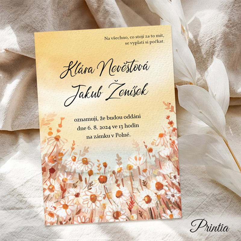 Wedding invitation with meadow flowers