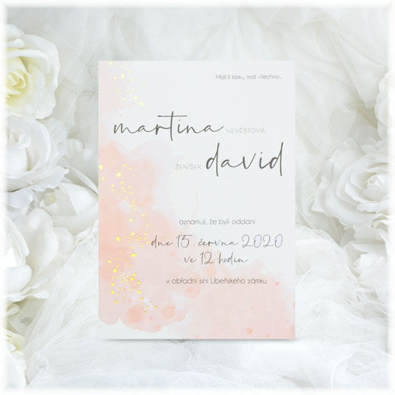 Wedding invitation in apricot color