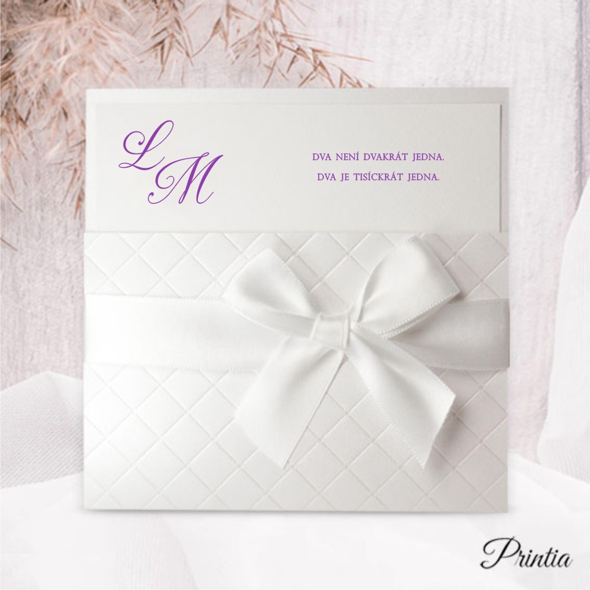 Luxury modern white wedding invitation