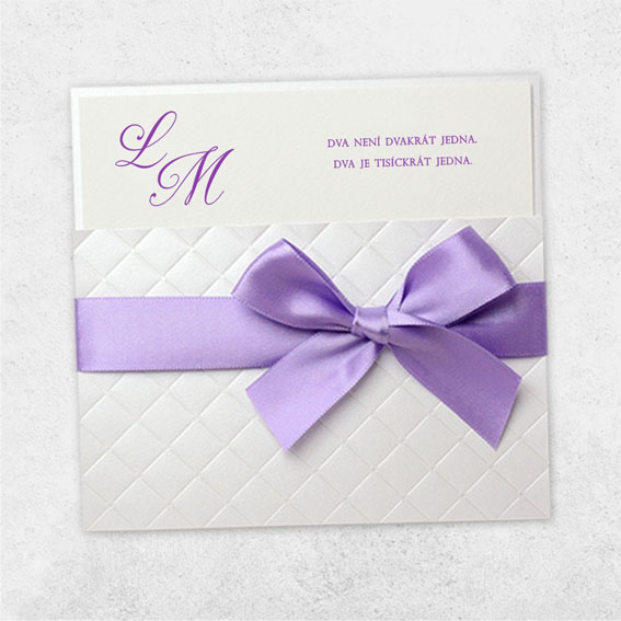 Luxurious wedding invitation with bow