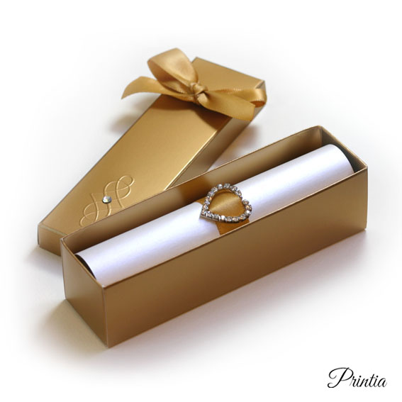 Wedding Invitation in a Gold Box