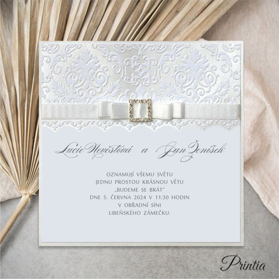 Elegant Wedding Invitations with ribbon and buckle
