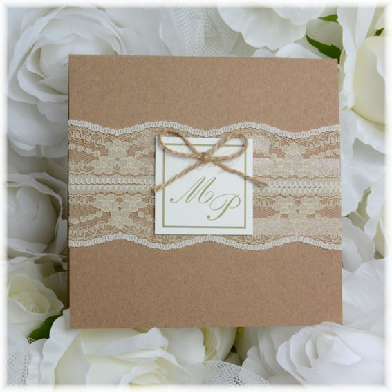 Vintage Wedding Invitation with lace