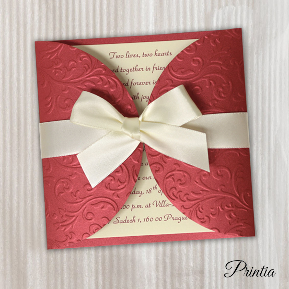 Wedding Invitation  claret