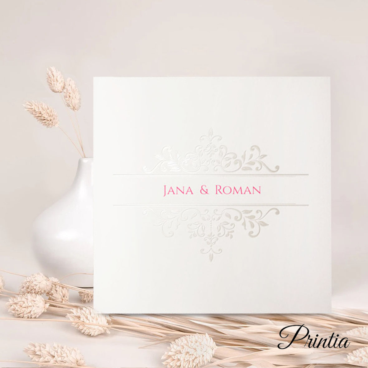 Elegant wedding invitation with shiny ornaments