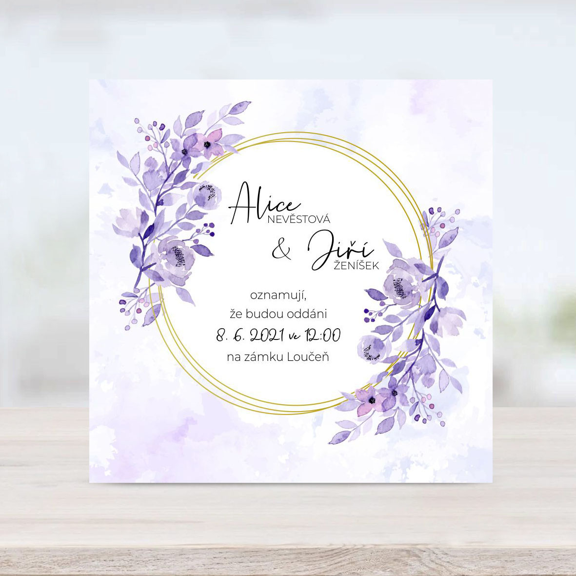 Purple wedding invitation