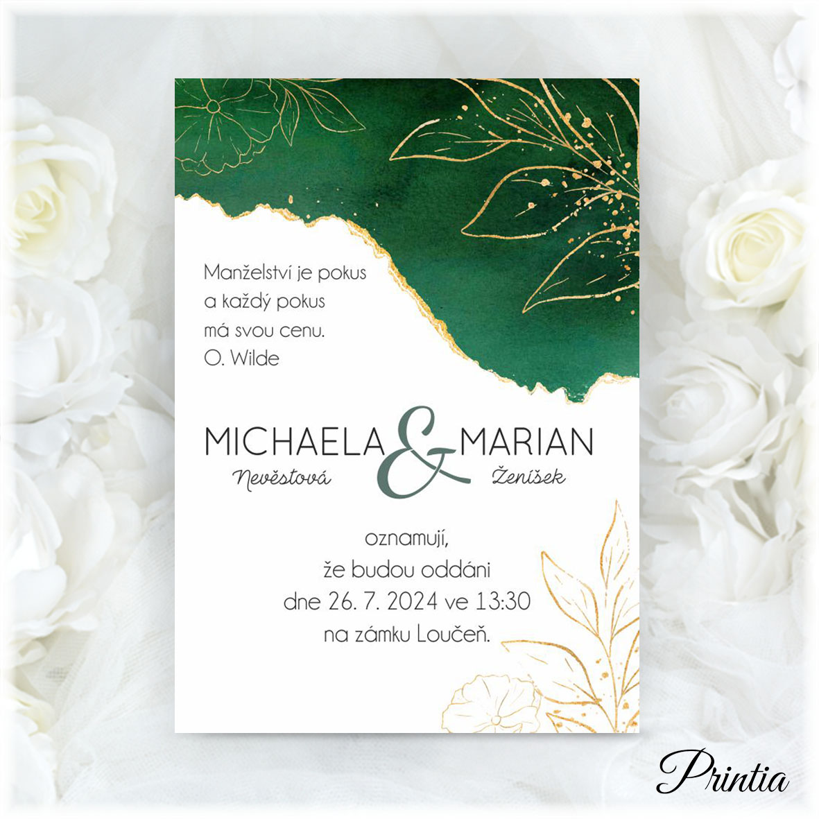 Green wedding invitation