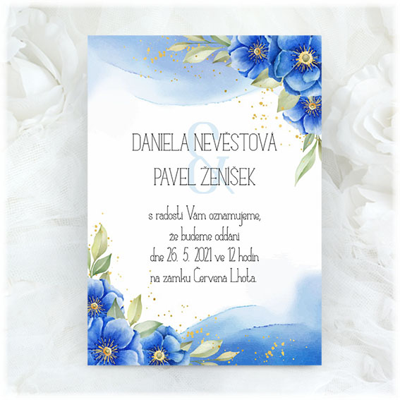 Blue wedding invitation