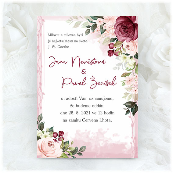 Burgundy wedding invitation