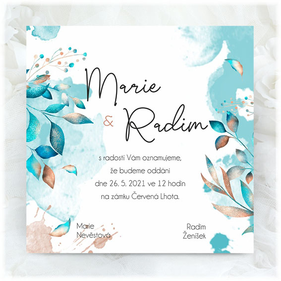 Turquoise wedding invitation