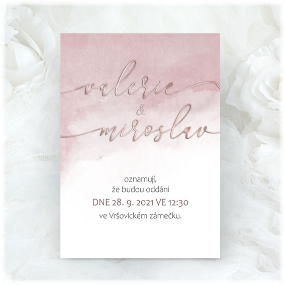 Wedding invitation with debbosed names
