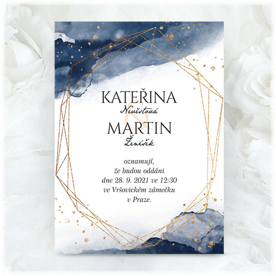 Blue watercolor wedding invitation