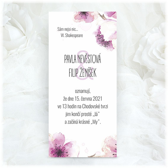 Wedding invitation with flowers