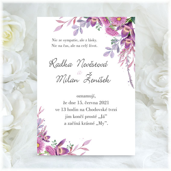 Wedding invitation with flowers