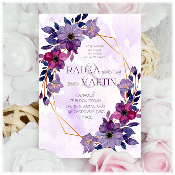 Purple wedding invitation