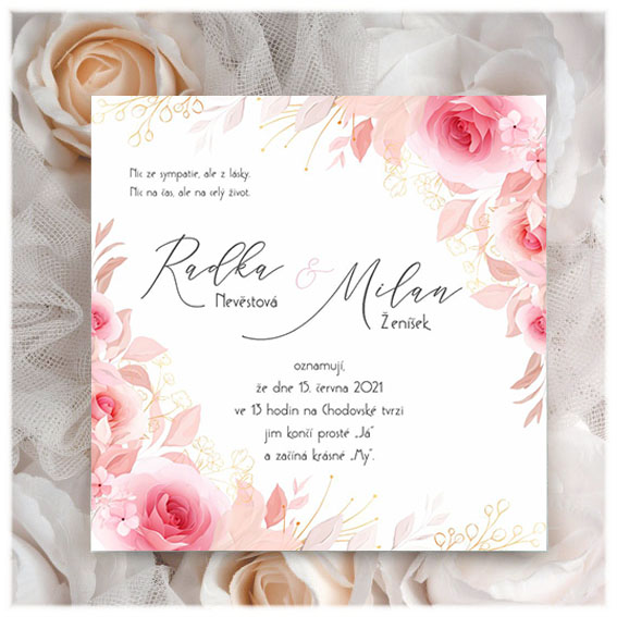 Wedding invitation with roses