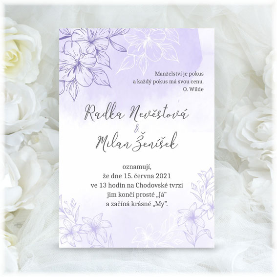 Lilac wedding invitation