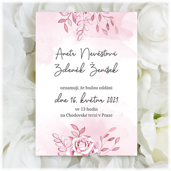 Wedding invitation with rose