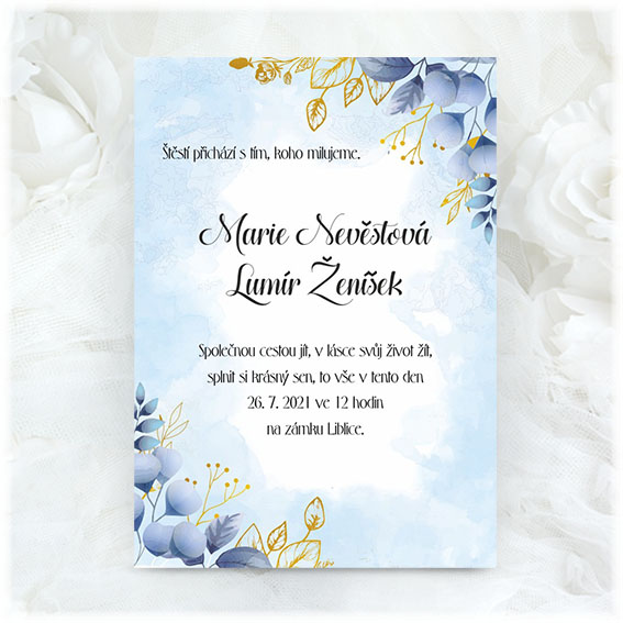 Blue wedding invitation