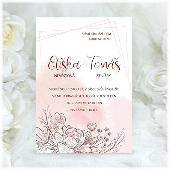 Apricot wedding invitation