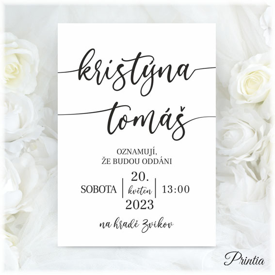 simple wedding invitation with names of the couple