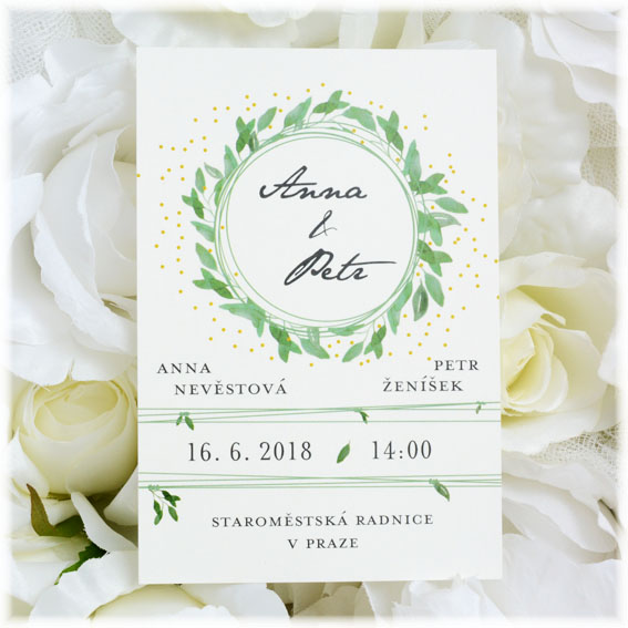 Wedding invitation with leaves