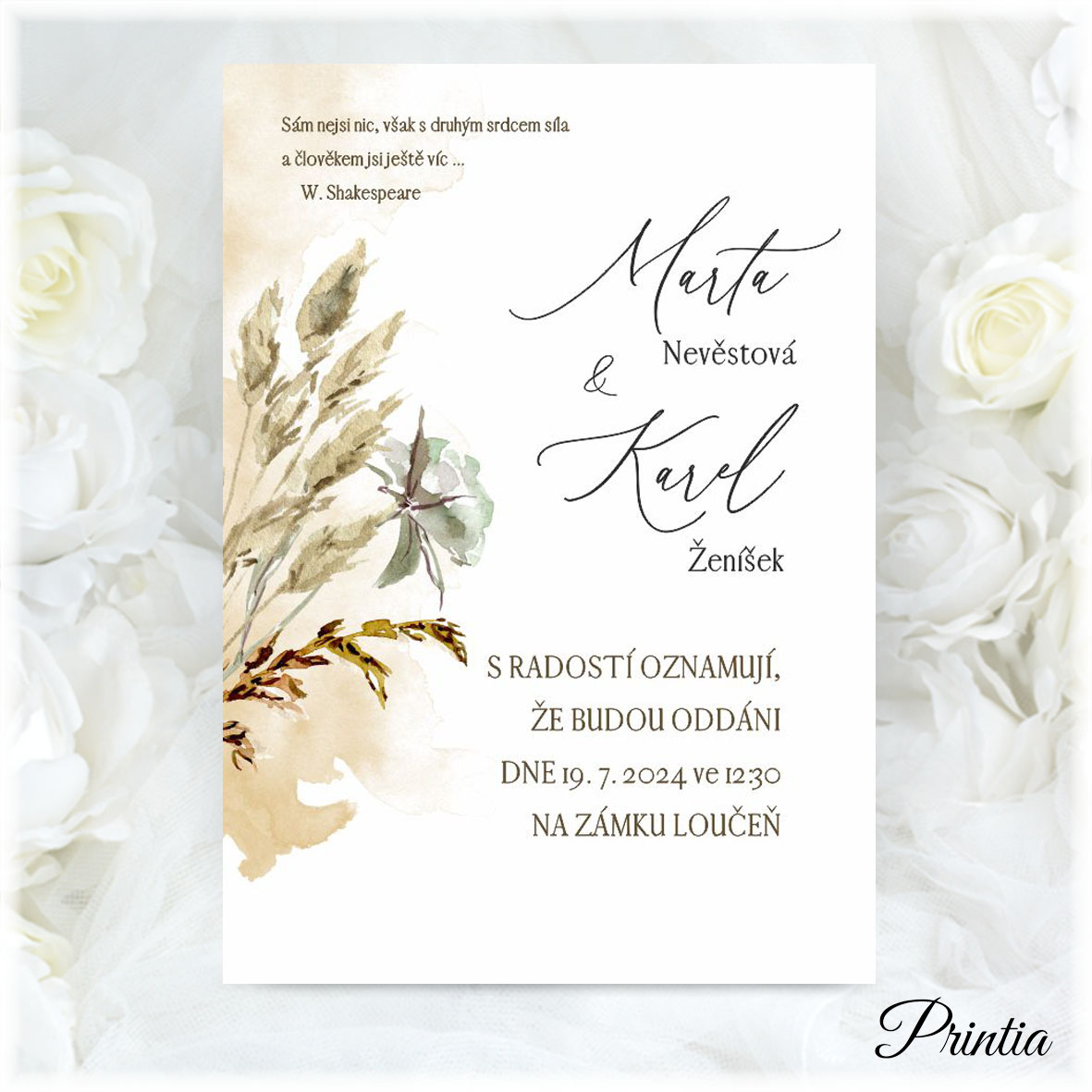 Floral watercolor wedding invitation