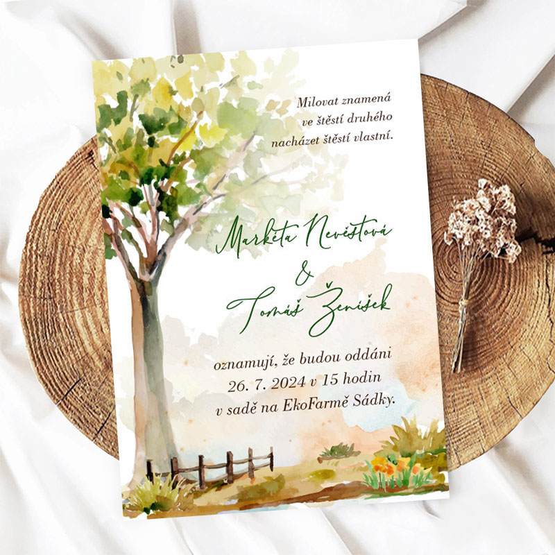 Wedding invitation with a tree