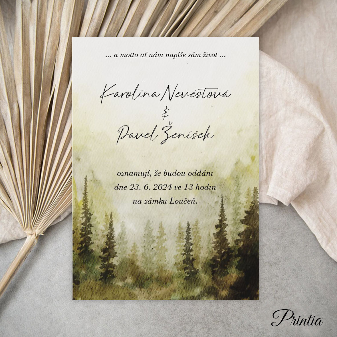 Forest themed wedding invitation