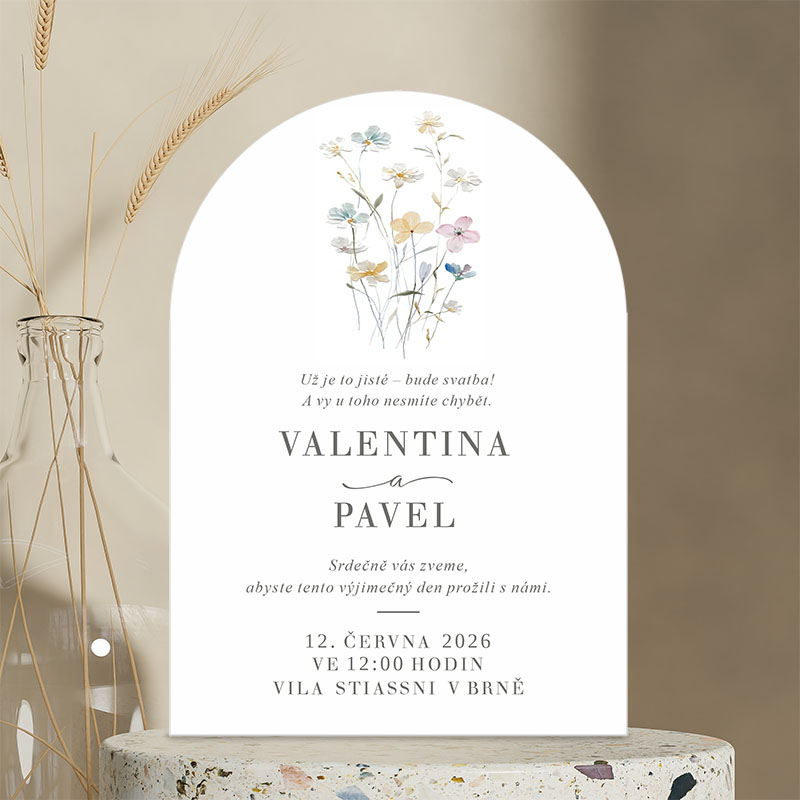 Natural wedding invitation with arch