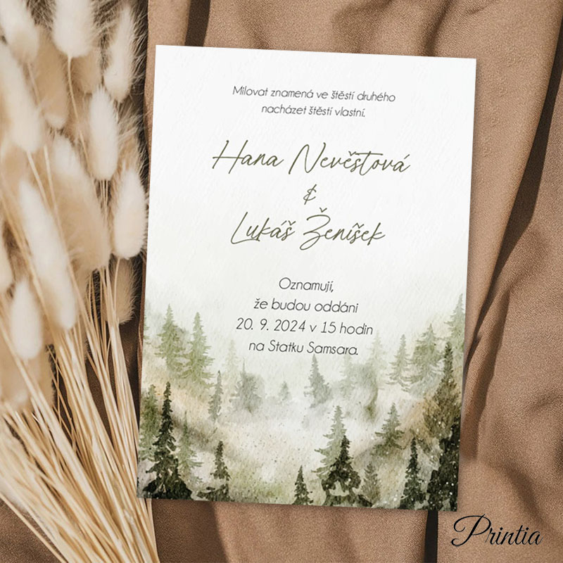 Wedding invitation with forest
