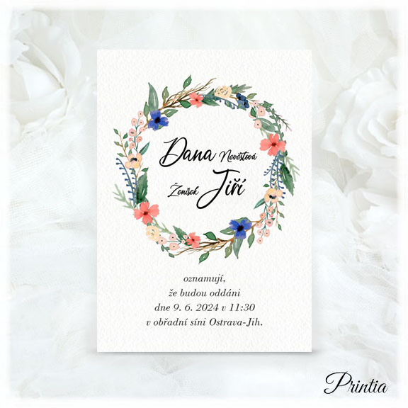 Wedding invitation with Flower Wreath