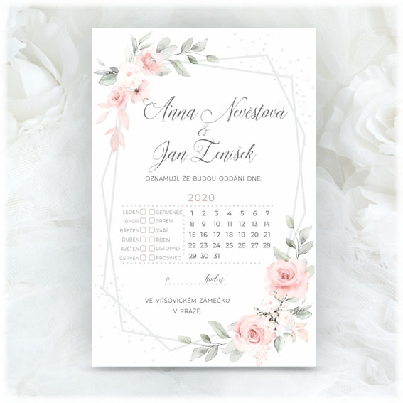 Wedding invitation calendar watercolor