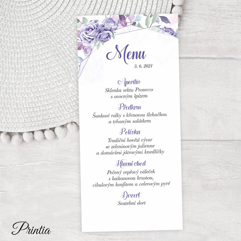 Purple wedding menu