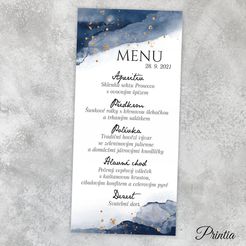 Blue wedding menu