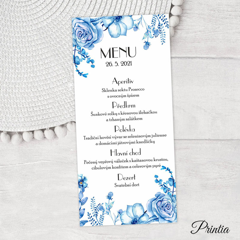 Blue wedding menu