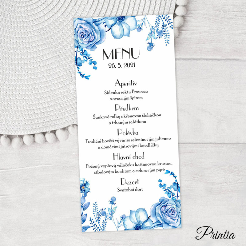 Modré svadobné menu