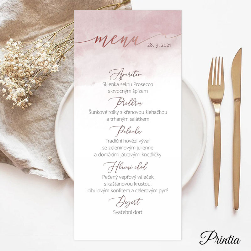 Wedding menu with debossing