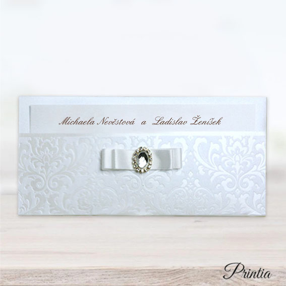 Luxury wedding invitation with brooch