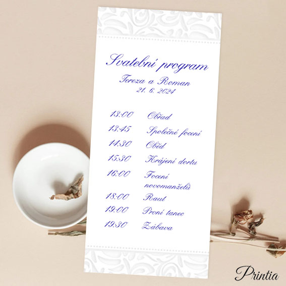 Program svatebního dne s lesklým ornamentem