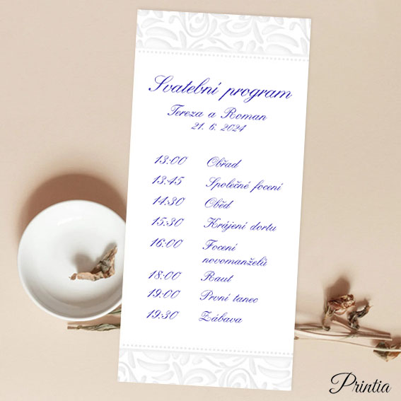 Wedding day timeline with shiny ornament