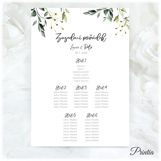 Seating chart with flowers